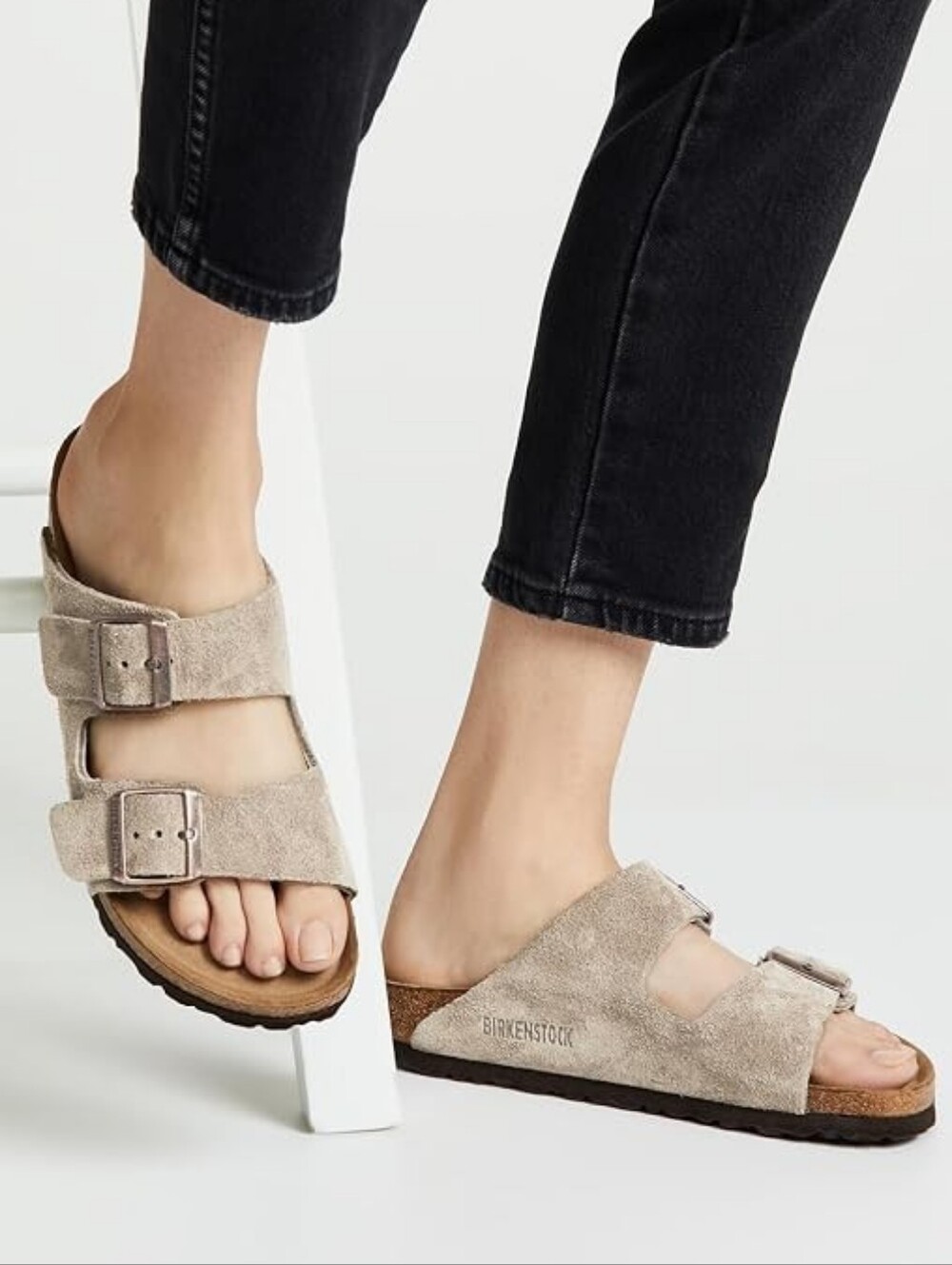 Birkenstock Arizona Taupe Suede Leather Soft Footbed Sandals Unisex  Size L8 M6